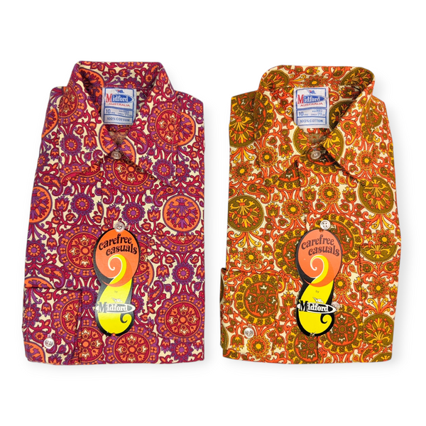 1970's Vintage Paisley Shirt Deadstock Children's - Style #2 Pink