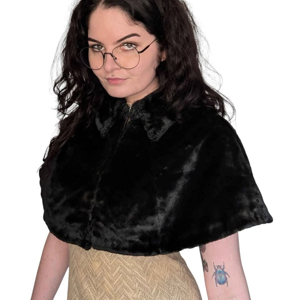 1950's / 1960's Vintage Black Faux Fur Shawl