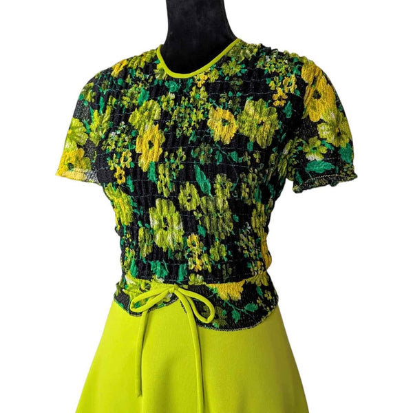 1960's Vintage Lime Green Mod Mini Dress