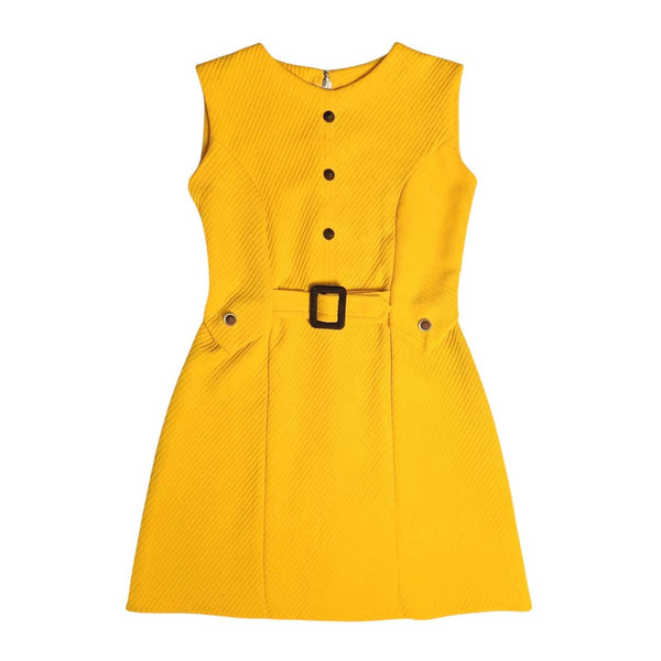 1960's Vintage Bright Yellow Mod Mini Dress