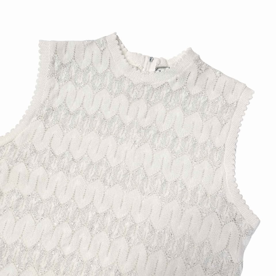 1960's Vintage White and Silver Metallic Top – Kitsch Vintage