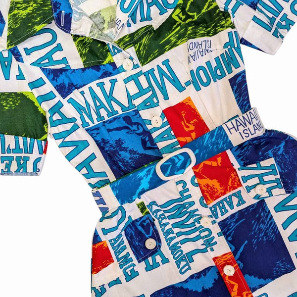 1970s Hawaiian Print Cotton Mini Dress