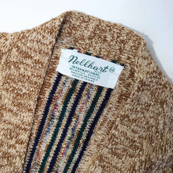 1970's Vintage Striped Brown Knit Cardigan