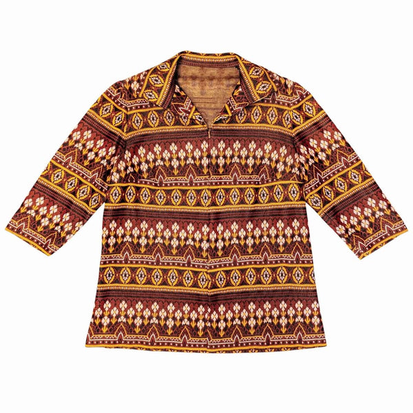1970's Vintage Brown Flower Power Top