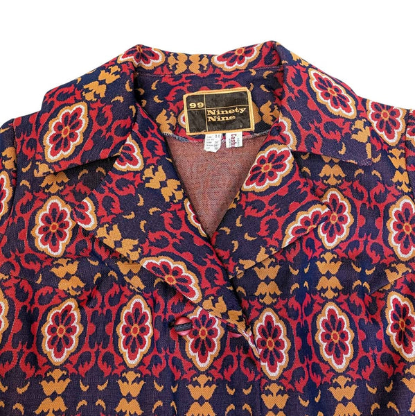 1970's Vintage Geometric Floral Crimplene Jacket