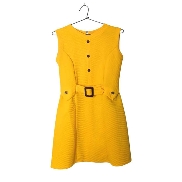 1960's Vintage Bright Yellow Mod Mini Dress