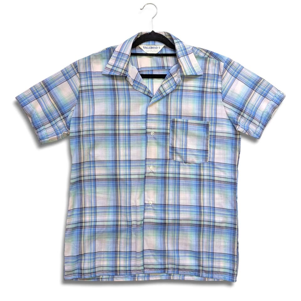 1970's Vintage Men's Blue Plaid Button Up Shirt – Kitsch Vintage