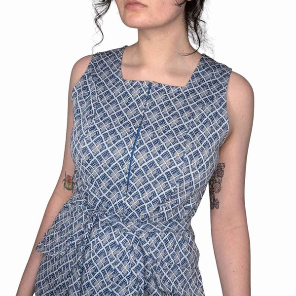 Late 60's / Early 70's Blue Mod Crimplene Dress