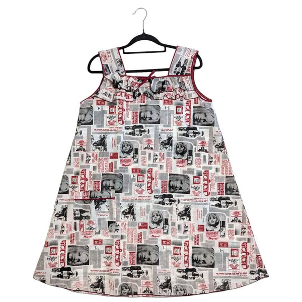1960's Vintage Newspaper Print Shift Dress