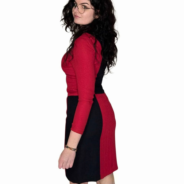 1960's Vintage Red and Black Mod Winter Dress