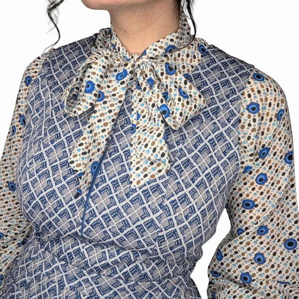 Late 60's / Early 70's Blue Mod Crimplene Dress