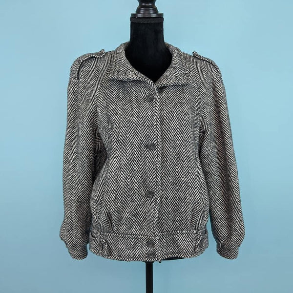 70's Vintage Herringbone Tweed Jacket Kitsch Vintage
