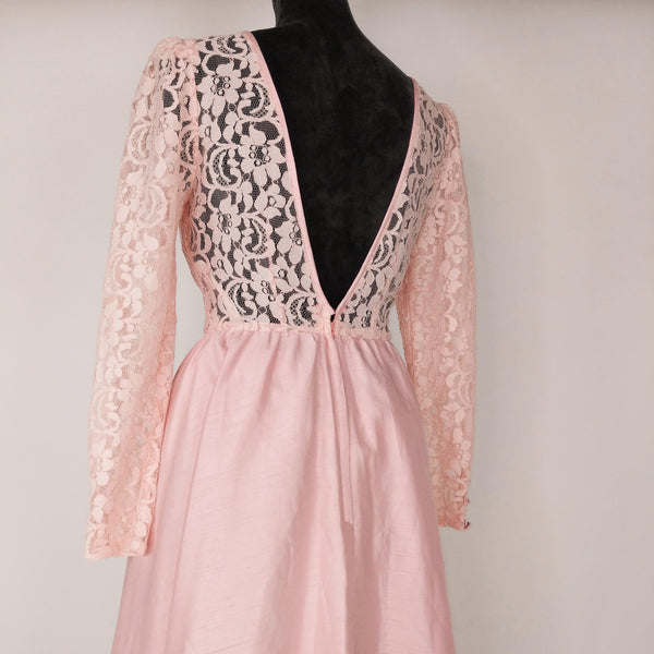 1980's Vintage Pastel Pink Lace Midi Dress kitsch-vintage.myshopify.com