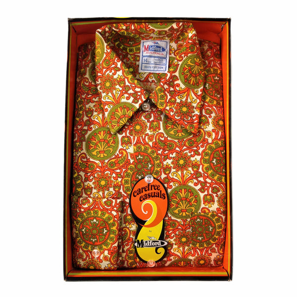1970's Vintage Paisley Shirt Deadstock Children's - Style #1 Orange