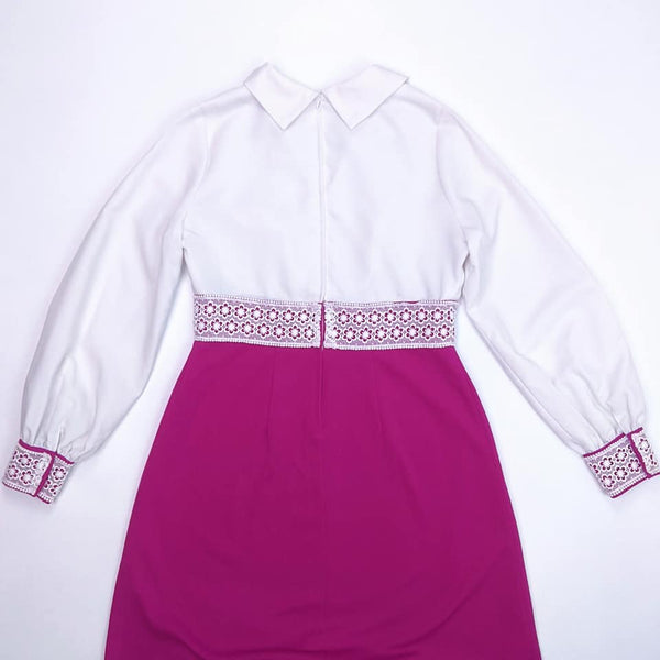 1960's Vintage Magenta and White Maxi Dress