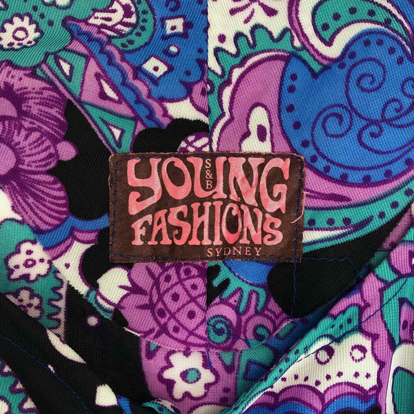 1960's Vintage Psychedelic Purple Paisley Tunic Top / Micro Mini Dress