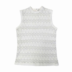 1960's Vintage White and Silver Metallic Top