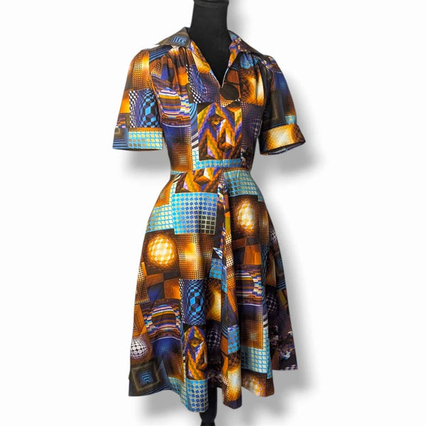 1970's Vintage Disco Print Dress
