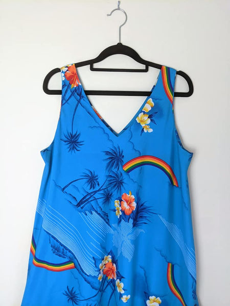 70's/80's Vintage Rainbow Hawaiian Midi Dress