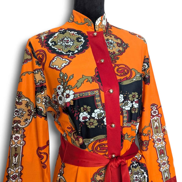 1960's Vintage Orange Psychedelic Dress