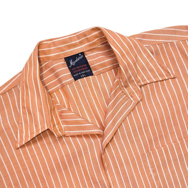 1970's Vintage Orange + White Stripe Button Up  Shirt