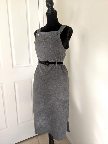 1970's Vintage Grey Pinafore Dress