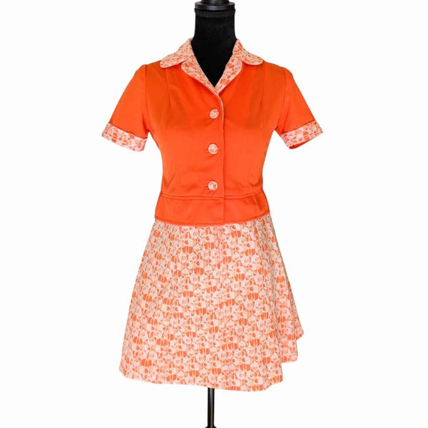 1960's Vintage Orange Mod Mini Dress