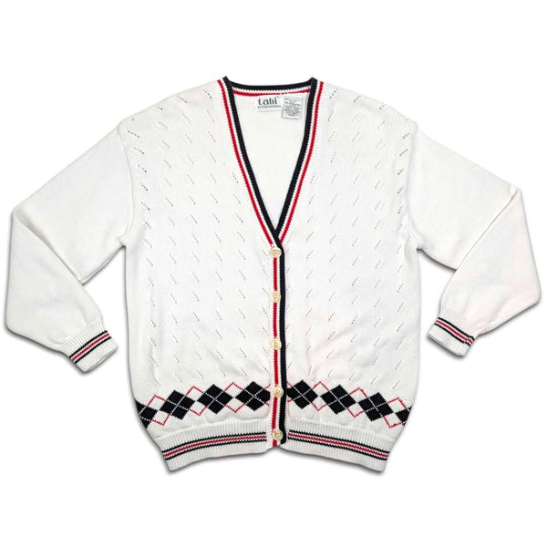 1990's Vintage White Cotton Cardigan