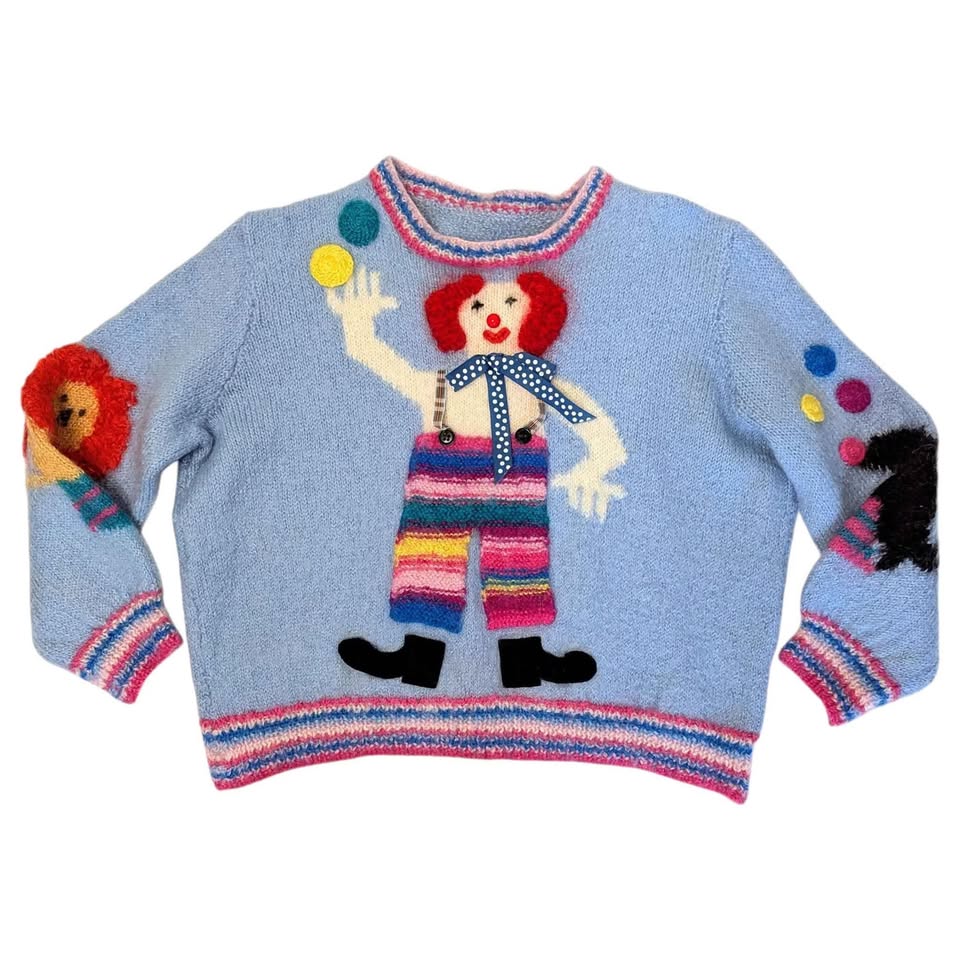1980's Vintage Wool Novelty Clown Sweater