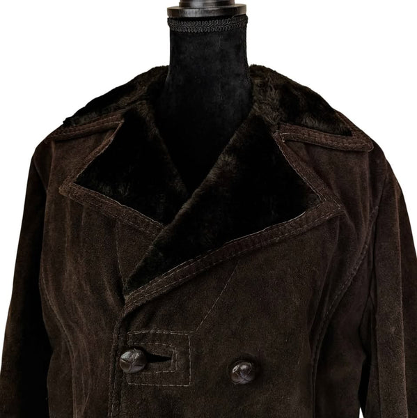 1970's Vintage Dark Brown Suede Coat