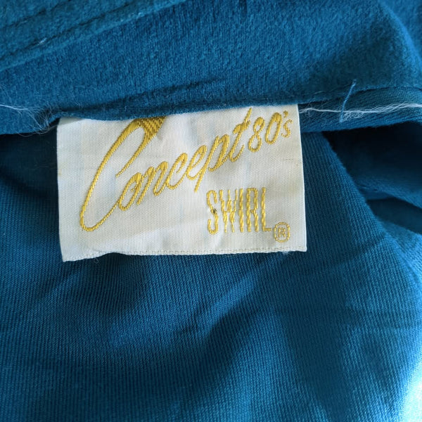 1980's Vintage Teal Velveteen Wrap Dress