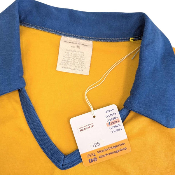 1970's Vintage Yellow and Blue Ringer Tank Top