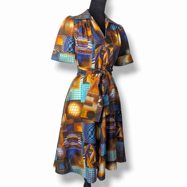 1970's Vintage Disco Print Dress