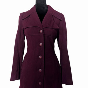 1970's Vintage Burgundy Wool Coat