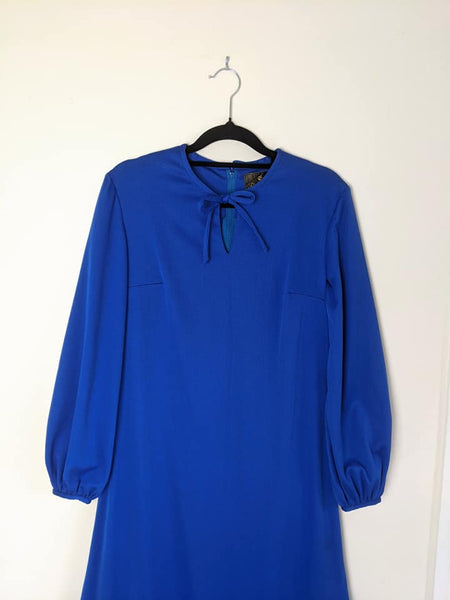 70's Vintage Royal Blue Midi Dress