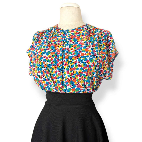 1980s Vintage Rainbow Confetti Top