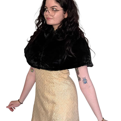 1950's / 1960's Vintage Black Faux Fur Shawl