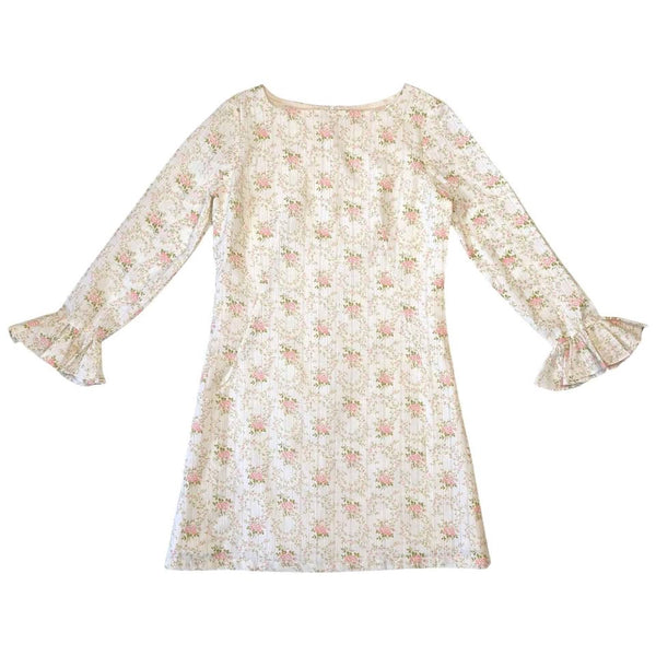 1970's Vintage White Floral Mini Dress