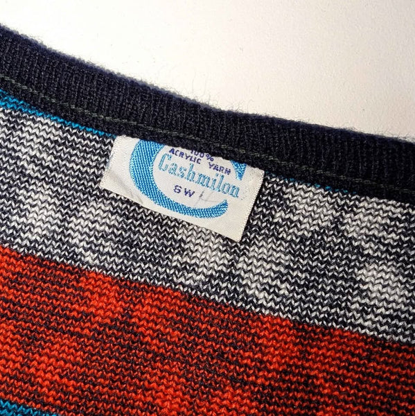 1960's Vintage Blue and Red Knit Mod Vest