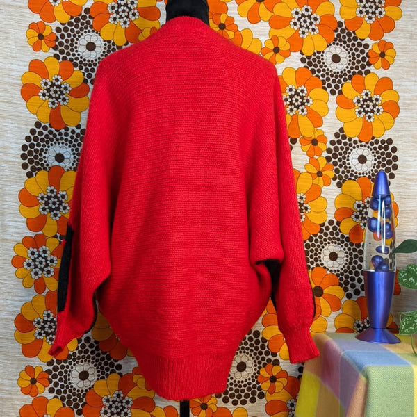 1980's Vintage Red + Black Funky Sweater