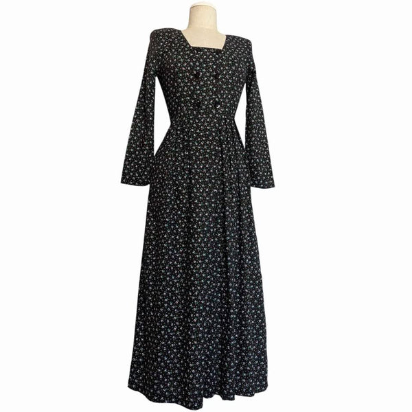 1980's Vintage Black Floral Jumpsuit