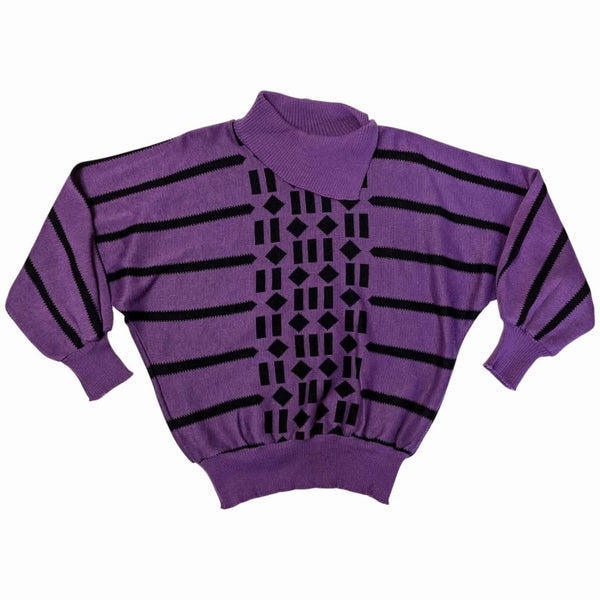 1980's Vintage Purple Geometric Sweater