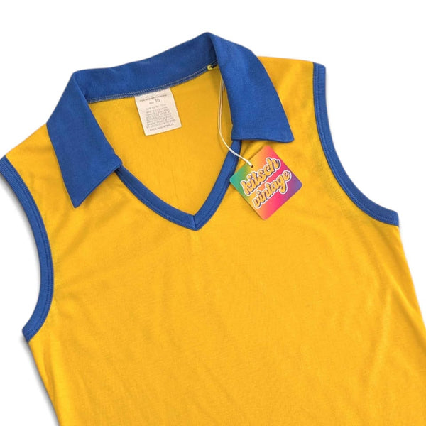1970's Vintage Yellow and Blue Ringer Tank Top