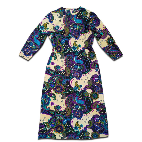1960's Vintage Psychedelic Paisley Maxi Dress