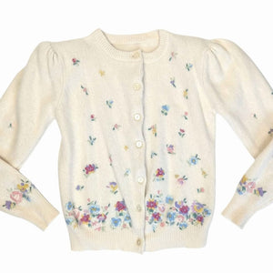 1990's Vintage Floral Embroidered Cream Sweater