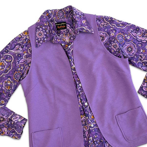 1960's / 1970's Vintage Purple Crimplene Vest