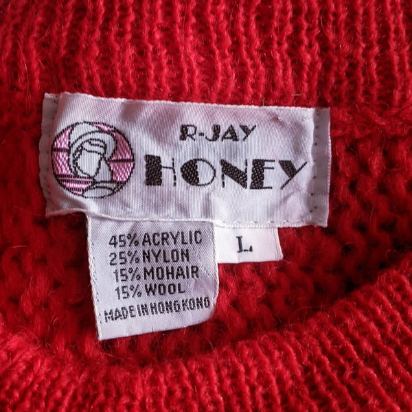 1980's Vintage Red + Black Funky Sweater