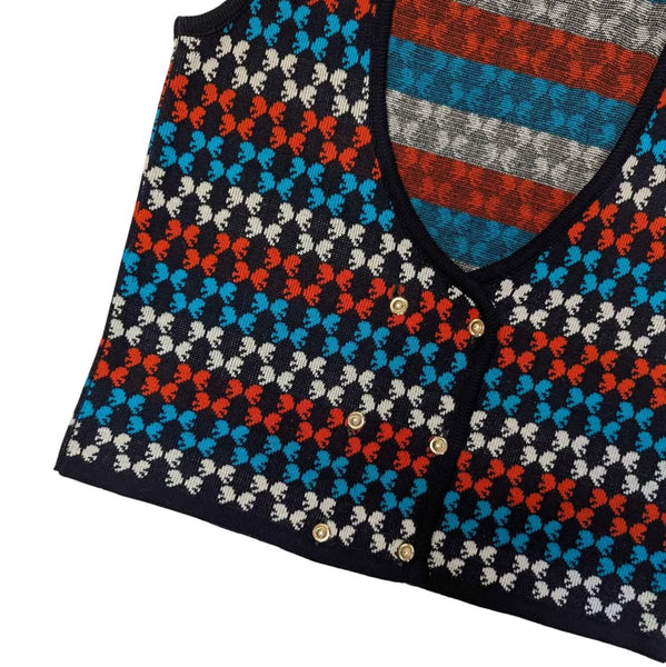 1960's Vintage Blue and Red Knit Mod Vest