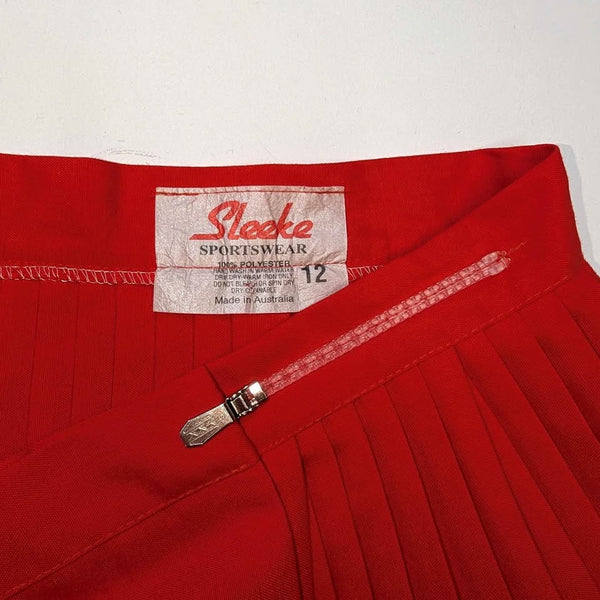 1980's Vintage Red Pleated Mini Skirt