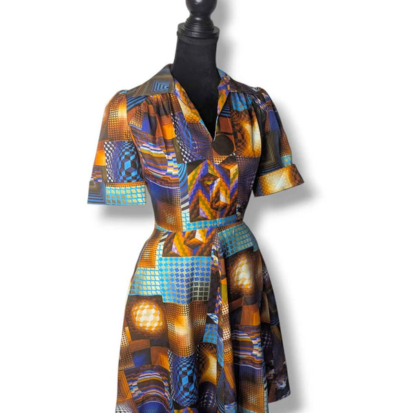 1970's Vintage Disco Print Dress